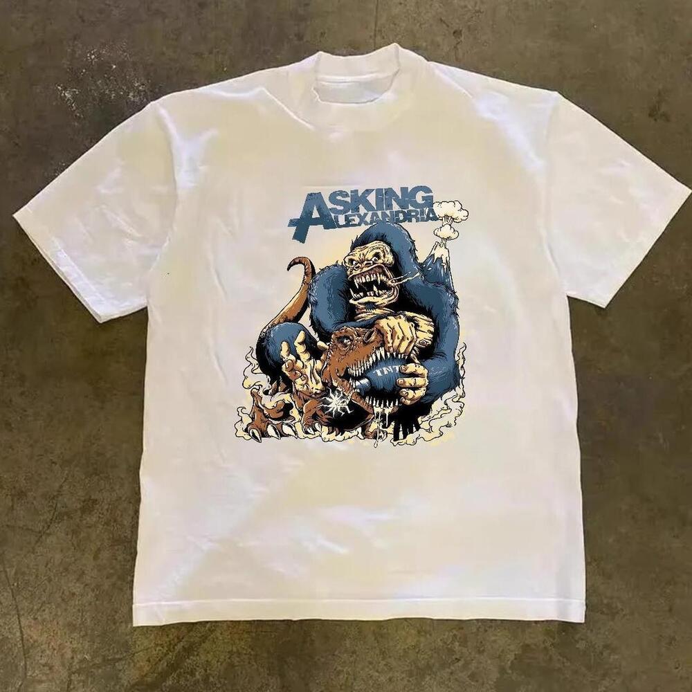 Gildan Men White T-Shit, Asking Alexandria White Band Tee